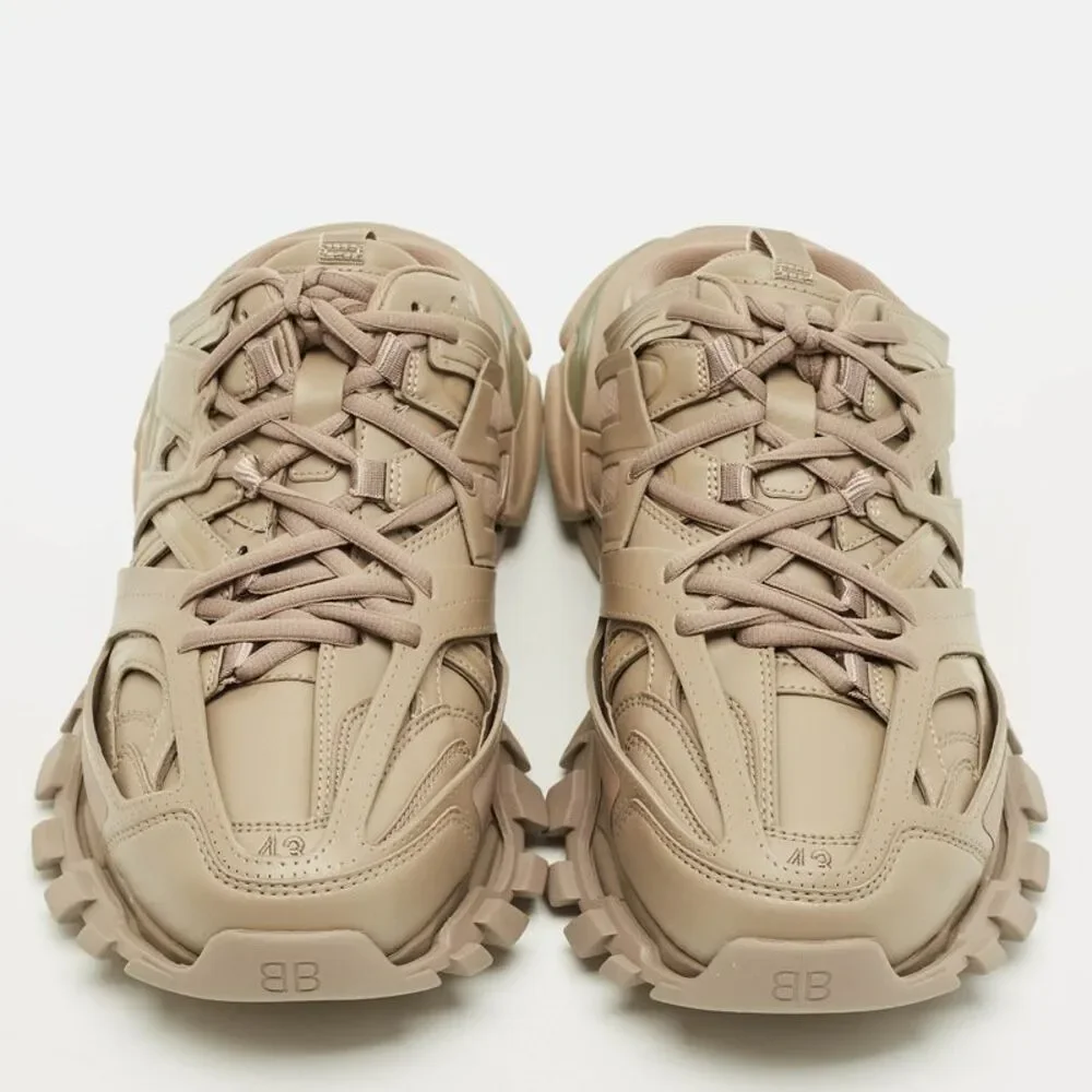 Balenciaga Track Size 43 Dark Beige Faux Leather Mule Sneakers - Picture 3 of 7